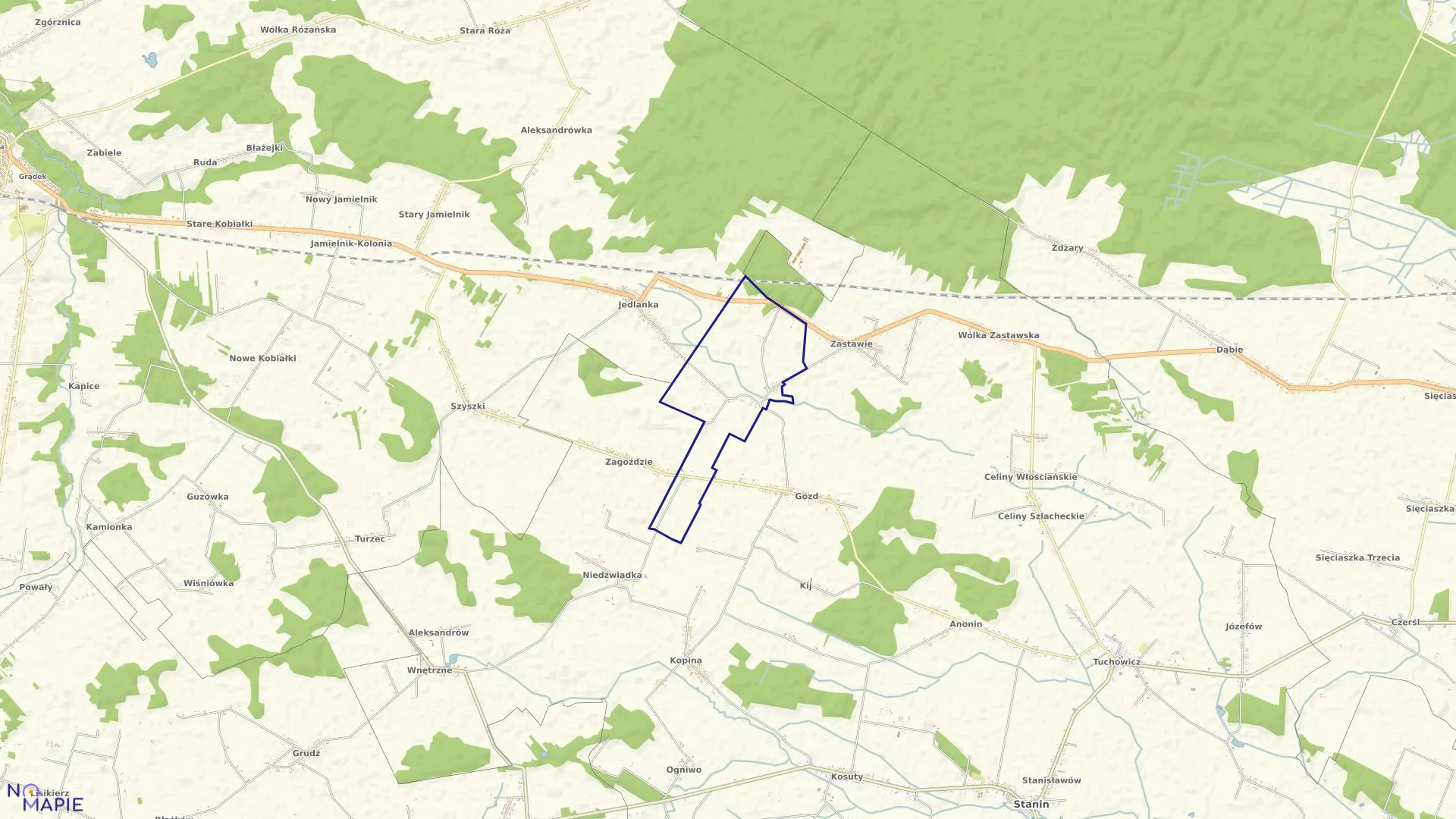 Mapa obrębu LIPNIAK w gminie Stanin